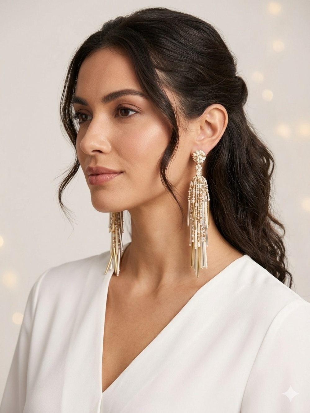 Elegant Gold Tassel Drop Earrings - Women Jewelry